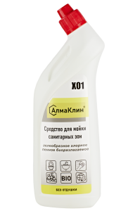 АлмаКлин Х01 Щелочное моющее средство для санузлов с активным хлором, без отдушки, 750мл