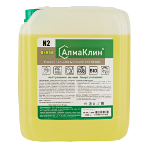 АЛМАКЛИН №2, универсальное моющее нейтральное средство, ЛИМОН, 5 л